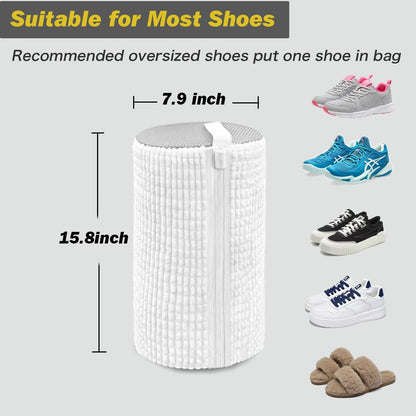 Shoe Washing Machine Bag,Laundry Shoe Bag for Washer and Dryer,Reusable Shoe Cleaning Bag for Sneakers,Tennis Shoes,With Self-locking Zipper, Microfiber Inside,Include Shoe Bag (Pro Grey - 1 Pack)
