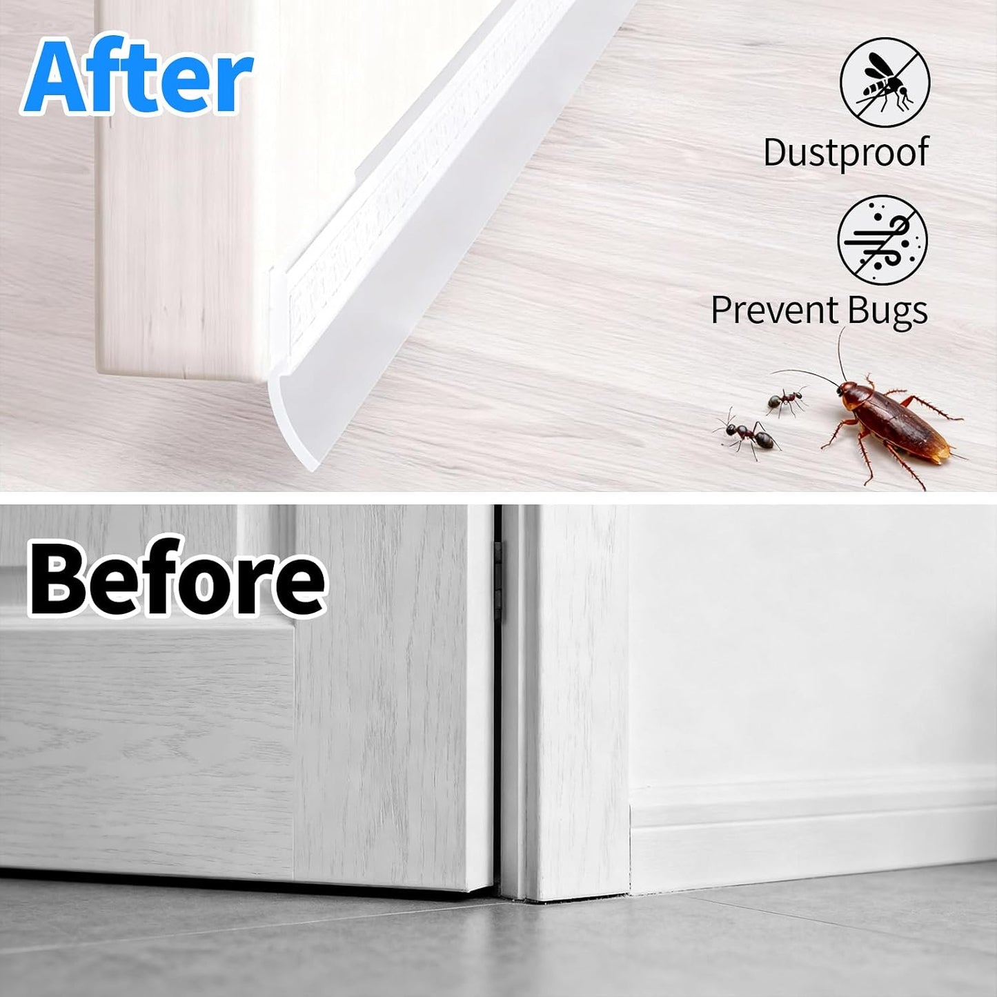 TBWHL Shower Door Bottom Seal Strip Silicone Rubber Sealing Sticker 16 Feet Translucent for Glass Sliding Doors/Shower Enclosures, Self-Adhesive Dust/Noise Proof Weatherstrip (35mm)
