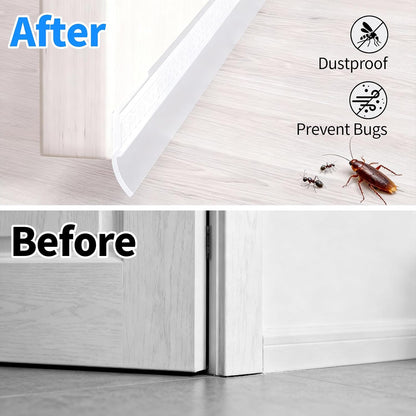 TBWHL Shower Door Bottom Seal Strip Silicone Rubber Sealing Sticker 16 Feet Translucent for Glass Sliding Doors/Shower Enclosures, Self-Adhesive Dust/Noise Proof Weatherstrip (35mm)