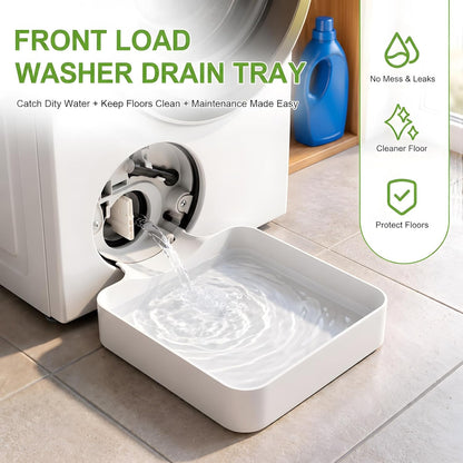2026 New Front Load Washing Machine Drain Pan, Washer Water Catch Tray | Leak-Proof Tray for Basement Laundry Rooms, Apartments, Garages, Rentals, RVs, Floor Protection, 7*7 in