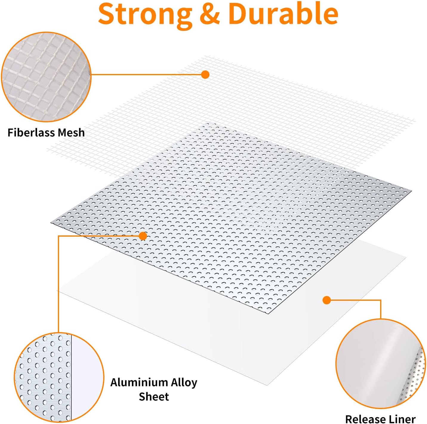 Wall Repair Patch Kit, 15 Pieces Aluminum Self-Adhesive Mesh Repair Patches for Drywall, Multiple Large Small Sizes 2/4/6/8 Inch Drywall Hole Repair Kit, Permanently Repairs Damaged Walls and Ceilings