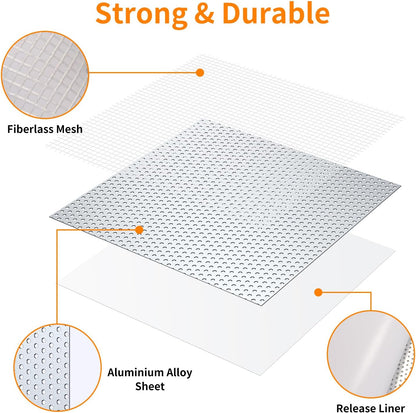Wall Repair Patch Kit, 15 Pieces Aluminum Self-Adhesive Mesh Repair Patches for Drywall, Multiple Large Small Sizes 2/4/6/8 Inch Drywall Hole Repair Kit, Permanently Repairs Damaged Walls and Ceilings