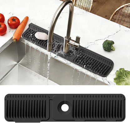 24 Inch Upgraded Draining Mat Folding faucet Mat for Bathroom Sink Splash Guard 7° Slope with Button Lock Water Draining Pad for Kitchen Bathroom Bar(Pink)