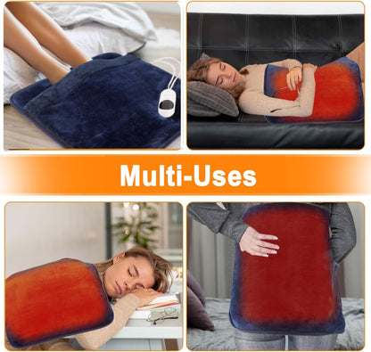 Electric Foot Warmer Mat Heating Pads with Fast Dual-Side Heated Technology, 6-Layers Heater Retention Fabric, 3 Timer Settings&9 Heat Levels, Birthday Gift for Men/Women Feet, 22"×20" Black