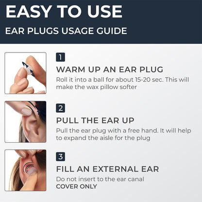 Peace&Quiet PQ Silicone Ear Plugs for Sleeping - 15 Wax Earplugs for Sleep and Swimming Ear Plugs, Soft Ear Covers for Sleeping and Water, Noise Cancelling