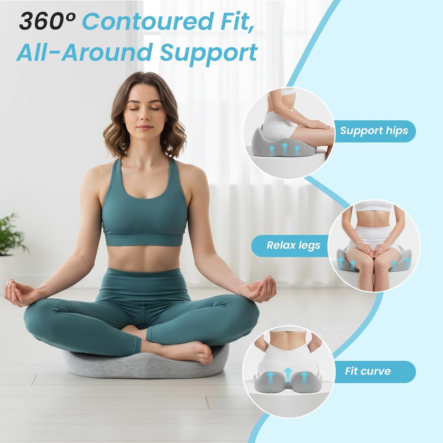Seat Cushion,Ergonomic Chair Cushions for Sit Bone Tailbone Pain Relief,Sciatica & Back Support,Memory Foam Butt Pillow for Office,Car,Home,Gaming,Wheelchair