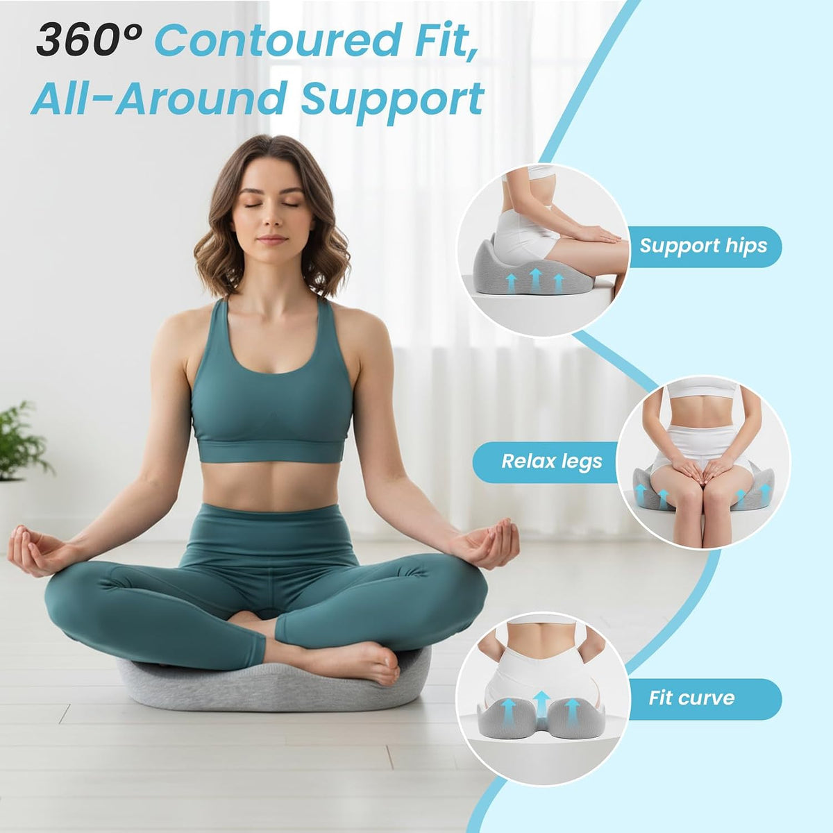 Seat Cushion,Ergonomic Chair Cushions for Sit Bone Tailbone Pain Relief,Sciatica & Back Support,Memory Foam Butt Pillow for Office,Car,Home,Gaming,Wheelchair