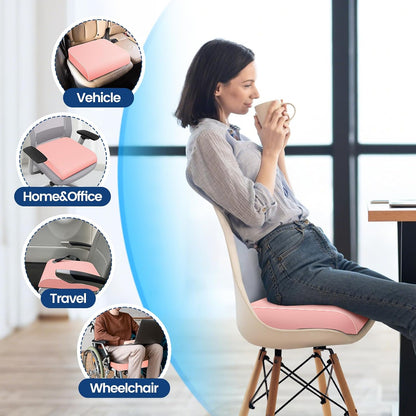 SweetSlubr Seat Cushion, Chair Pad, Memory Foam Large Cushion | Office Chair Cushion for Tailbone Pain Relief, Non-Slip Cover, Soft Support for Office Chair, Car Seat, Airplane,Large/Black