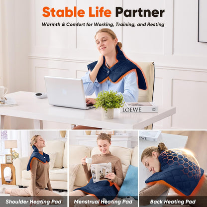 Weighted Heating Pad for Neck Shoulders and Back, Mothers Day Gifts for Mom Wife Grandma, Birthday Gifts for Women Men Dad, Instant Electric Heated Blanket with 9 Heat Options 4 Auto-Off Timer, Grey