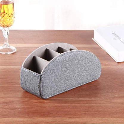 Pu Leather TV Remote Control Holder with 5 Compartments,Remote Caddy/Tray | Bedside Table Desk Storage Box/Organizer for Pen,DVD,Blu-Ray,Media Player,Heater Controller,Cosmetics,Glasses,Office Supplies