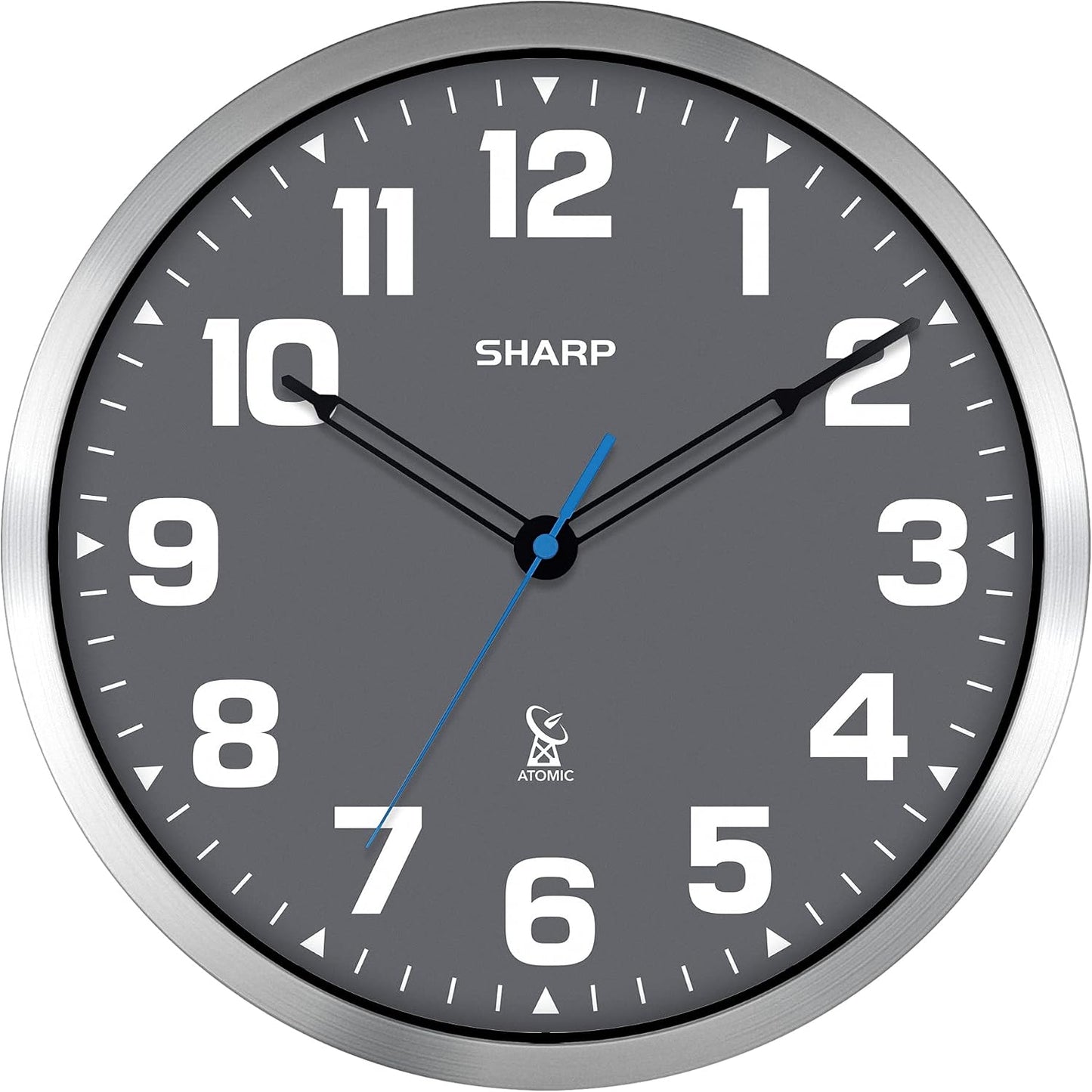 Sharp 12-Inch Atomic Wall Clock, Battery Operated, White with Black Frame | Self-setting atomic time; Easy-read analog face; Automatic time adjustment; Simple setup; Versatile home or office style