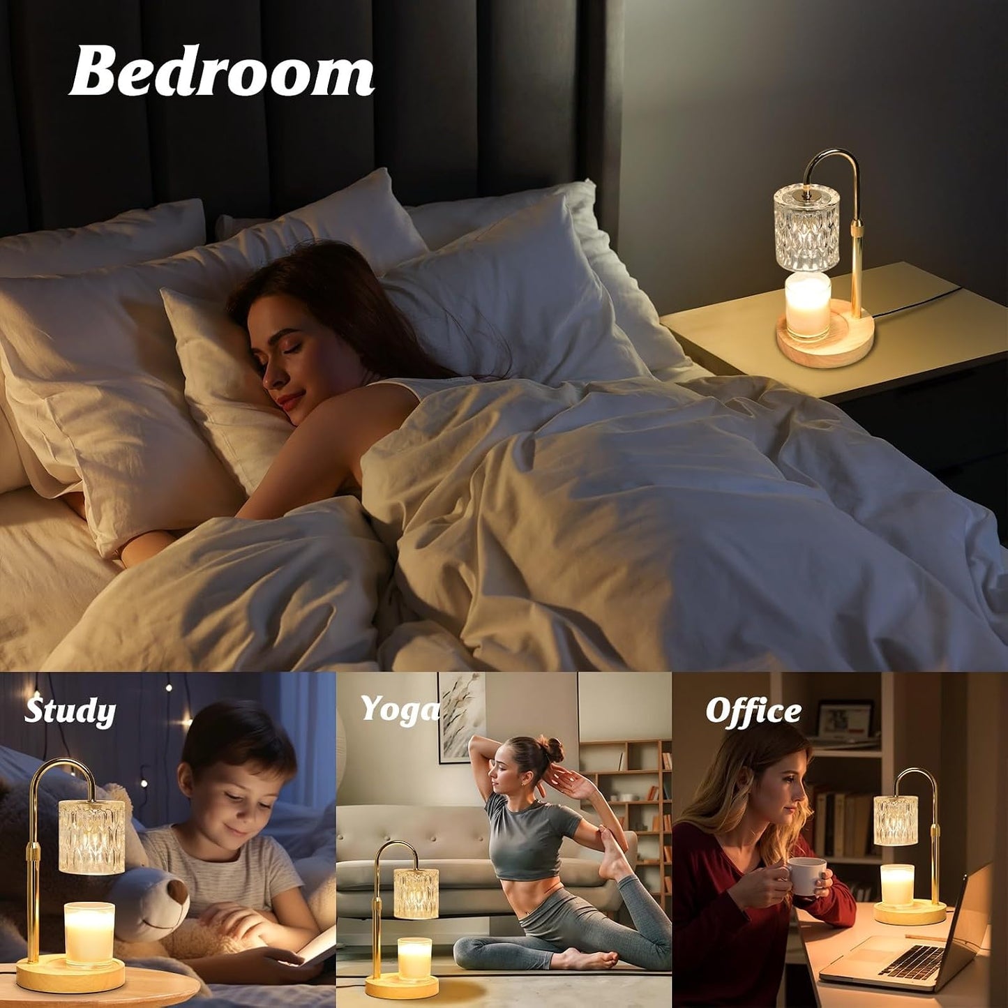 HAIDOLIANG Blue Candle Warmer Lamp with Timer and Dimmer | Height and Brightness Adjustable,Glass Electric Wax Warmer with 2 Bulbs for Women Gifts, Home Decor for Scented Jar Candles