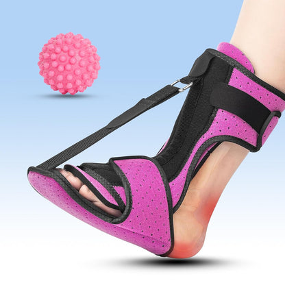 Plantar Fasciitis Night Splint with Massage Ball for Plantar Fasciitis Relief, Soft & Comfortable Foot Brace for Achilles Tendonitis Heal Spur Foot-drop Flat-arch for Women and Men, Rosa