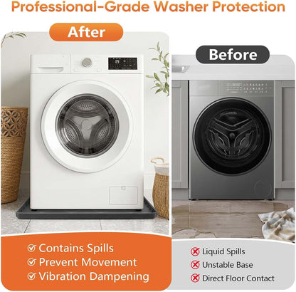 Washing Machine Drain Pan Silicone Mat,Large 32"X 30"with 1" Raised Edges | Non-Slip Waterproof Washer Drain Pan,Washing Machine Tray for Floor Protection,Multi-Purpose Leakproof Washer Drip Pan (Grey)