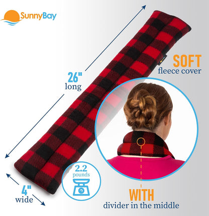 SunnyBay Microwavable Heating Pads, Microwavable Moist Heated Neck and Shoulder Wrap, Versatile Weighted Beanbag Cold Pack or Warm Compress, 2.2 lbs, 26x4 Inches, Navy Blue