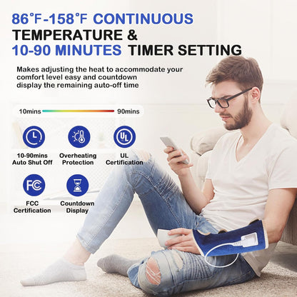 Cordless Foot Warmer with Heat and Massage - Rechargeable Heating Pad for Feet, 3 Temp & Vibration Levels, 60 Min Timer for Plantar Fasciitis, Ankle Pain, Cold Feet at Home, Office, Sleeping