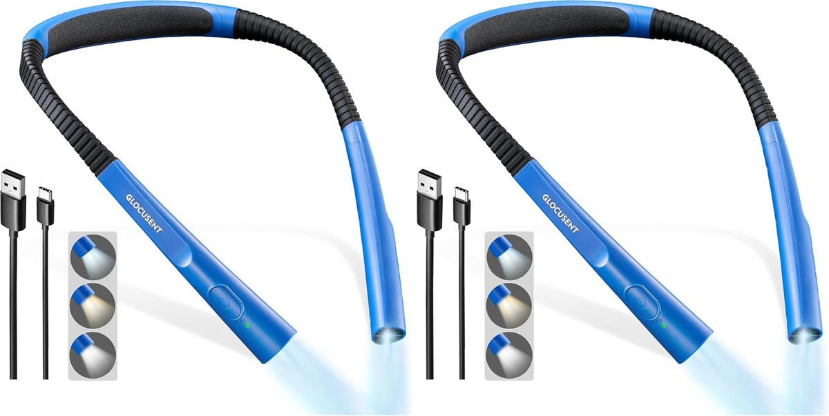 Glocusent Upgraded LED Neck Reading Light, Book Light for Reading in Bed