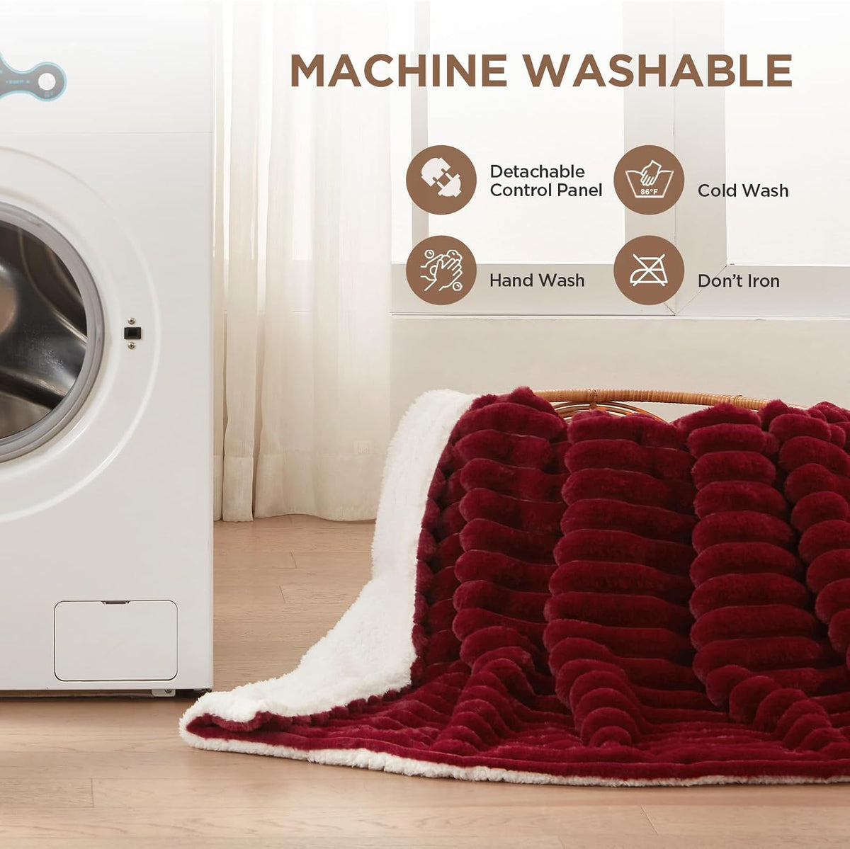 Westinghouse Heated Throw Blanket, 50"x60", Charcoal, ETL Certified