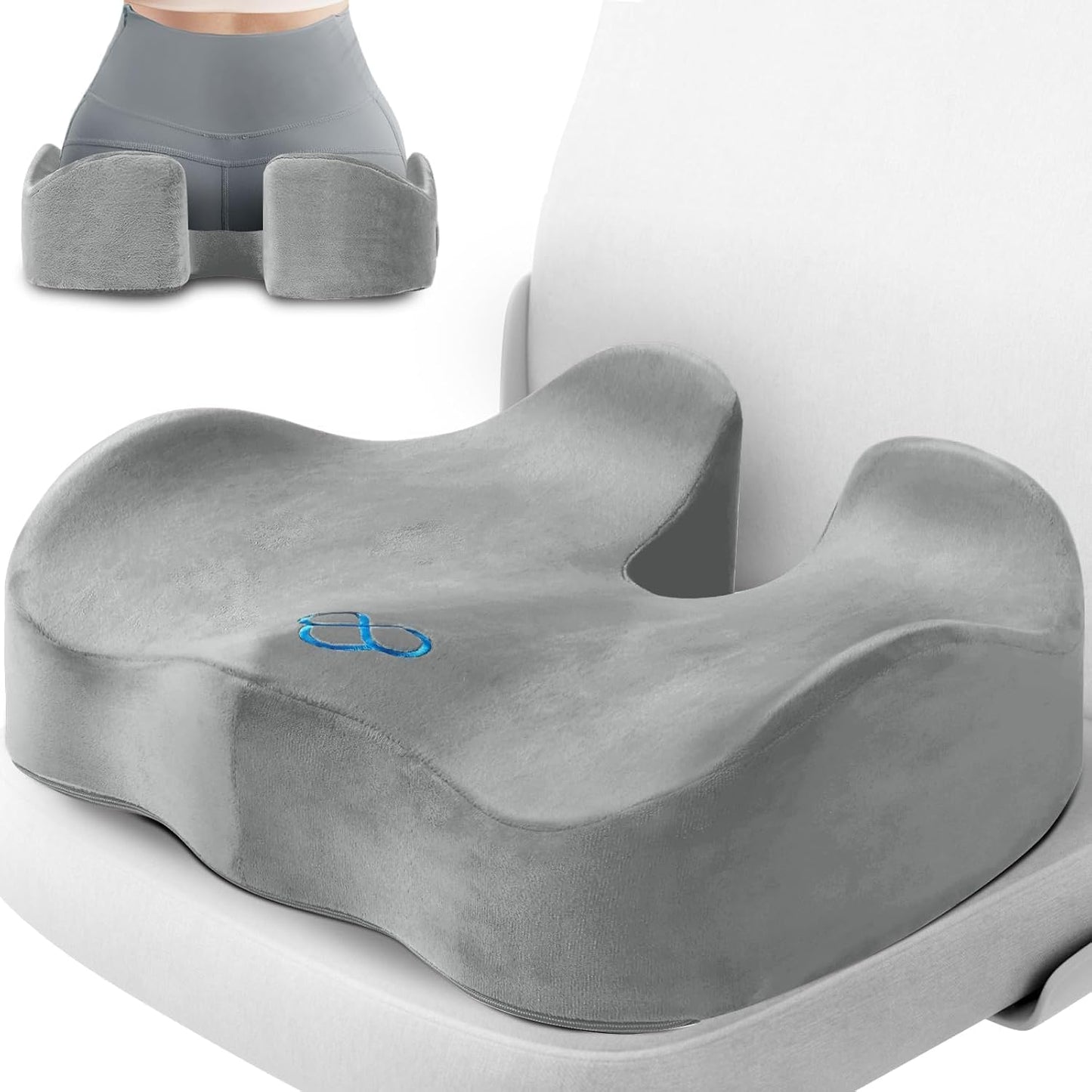 CushyOasis Seat Cushion, Gel Memory Foam Office Chair Cushions, (Black) | Chair Cushion, Anti-Slip Bottom & Removable Cover Tailbone Pain Relief Cushion, Memory Foam Seat Cushion for Office
