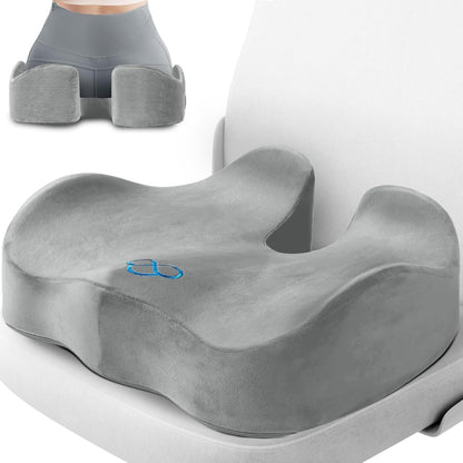 CushyOasis Seat Cushion, Gel Memory Foam Office Chair Cushions, (Black) | Chair Cushion, Anti-Slip Bottom & Removable Cover Tailbone Pain Relief Cushion, Memory Foam Seat Cushion for Office