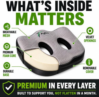 Aylio Socket Seat Cushion for Sit Bone, Ischial Tuberosity & Tailbone Pressure Relief – Ischial Bursitis, Hamstring & Piriformis Support – Firm Memory Foam Seat Cushion for Office Chair & Car