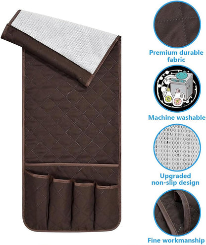 Armchair Caddy for Recliner, Non Slip Sofa Arm Organizer, Sage Green | 5-Pocket Recliner Armrest Organizer, Couch Side Storage Holder for Remotes, Cell Phone, Magazines & Tablets, Machine Washable