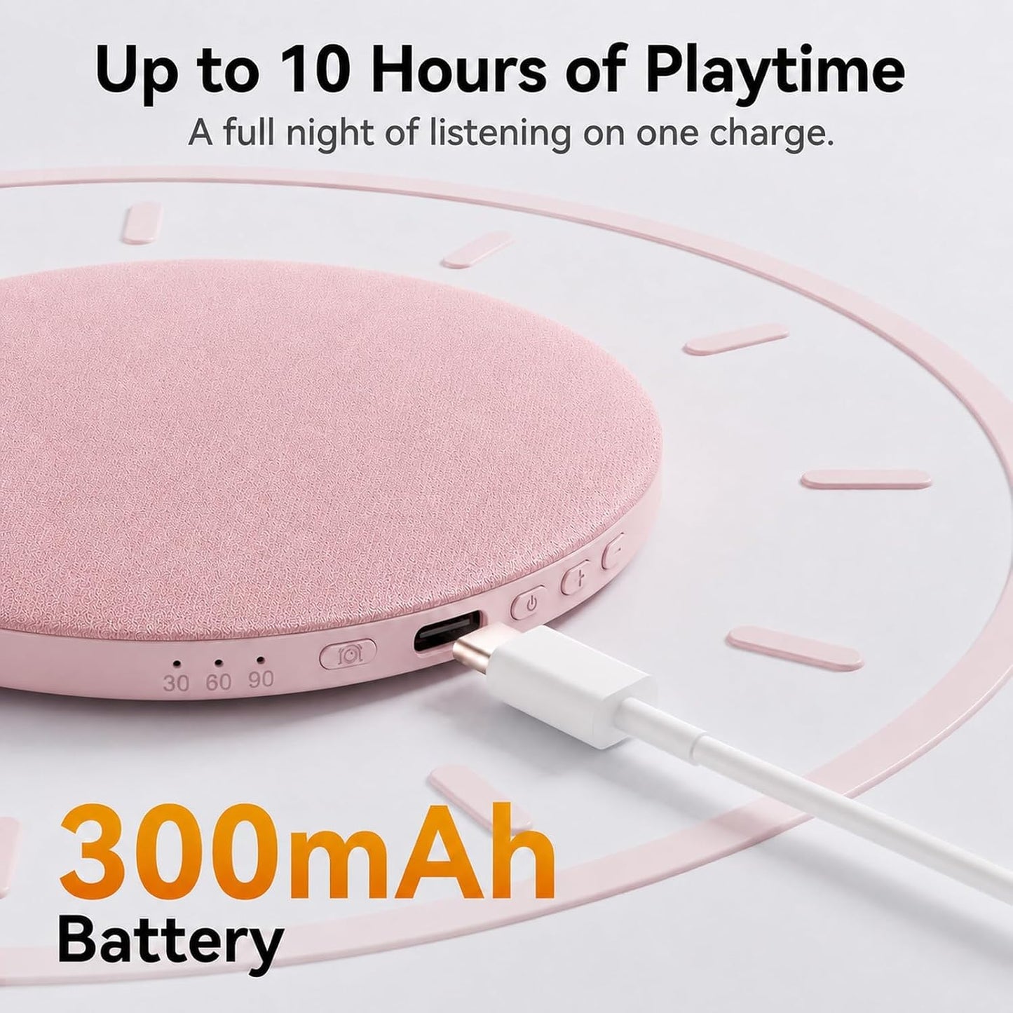 Pillow Speaker for Sleeping, Headphone-Free Mini Bluetooth Speaker Under Pillow, White Noise Sound Machine with Pink Noise, Auto-Off Timer for Side Sleeper