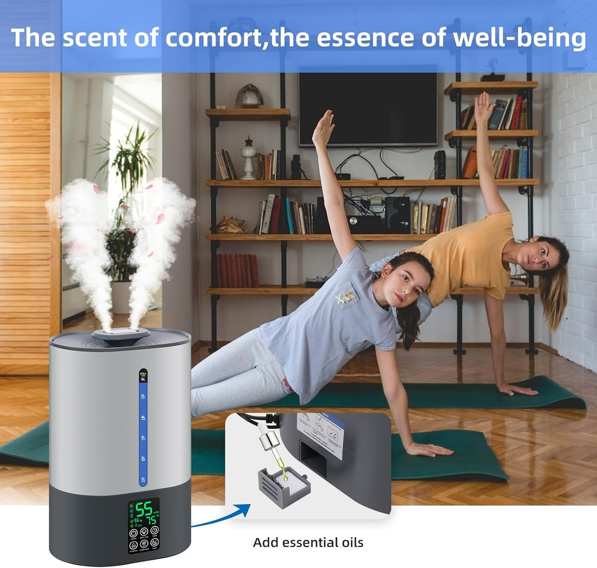 Coolfiqu 6L Warm & Cool Mist Humidifiers for Bedroom,Large Room,Plants