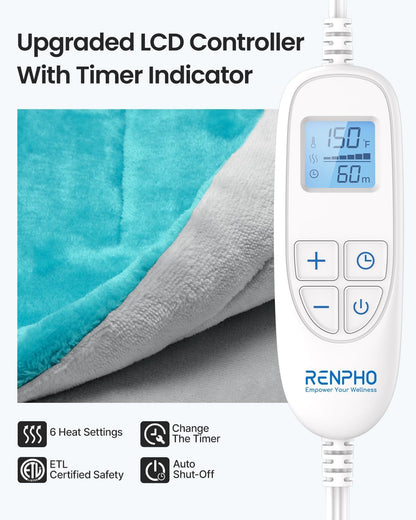 RENPHO Electric Heating Pad - 6 Heat Levels for Neck Shoulder and Back, Birthday Gifts for Women Men Mom Dad, Weighted Pad for Snug Fit, ETL Safety Certified, FSA Eligible, 24"x33" Gray