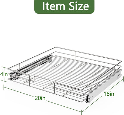 LOVMOR 2 Tier Individual Pull Out Cabinet Organizer 11" W x 18" D, Slide Out Kitchen Cabinet Storage Sliding Shelves