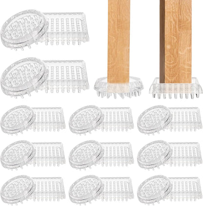 Coloch 24 Pack Carpet Protectors Spiked Caster Cups, Plastic Furniture Caster Cups Clear Round and Square Spiked Furniture Cups for Chair, Table, Sofa, Bed, Furniture