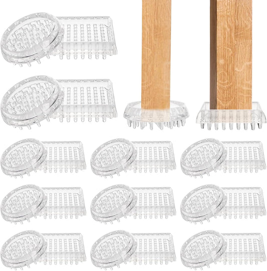 Coloch 24 Pack Carpet Protectors Spiked Caster Cups, Plastic Furniture Caster Cups Clear Round and Square Spiked Furniture Cups for Chair, Table, Sofa, Bed, Furniture