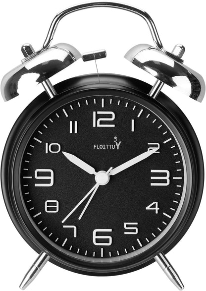 FLOITTUY Loud Alarm for Deep Sleepers 4'' Twin Bell Alarm Clock with Backlight for Bedroom and Home Decoration(Green)