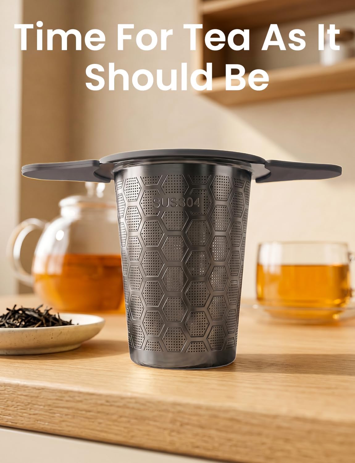 Tea Infuser for Loose Leaf Tea,Stainless Steel Tea Infuser with Heat Proof Silicone Handles,Extra Fine Mesh Tea Strainers Filter Fine Tea Leaves Effectively,Fits TeaPots/Mugs