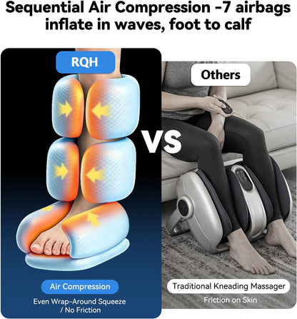 Calf & Leg Air Compression Massager with Heat for Circulation, Charcoal‌ Black