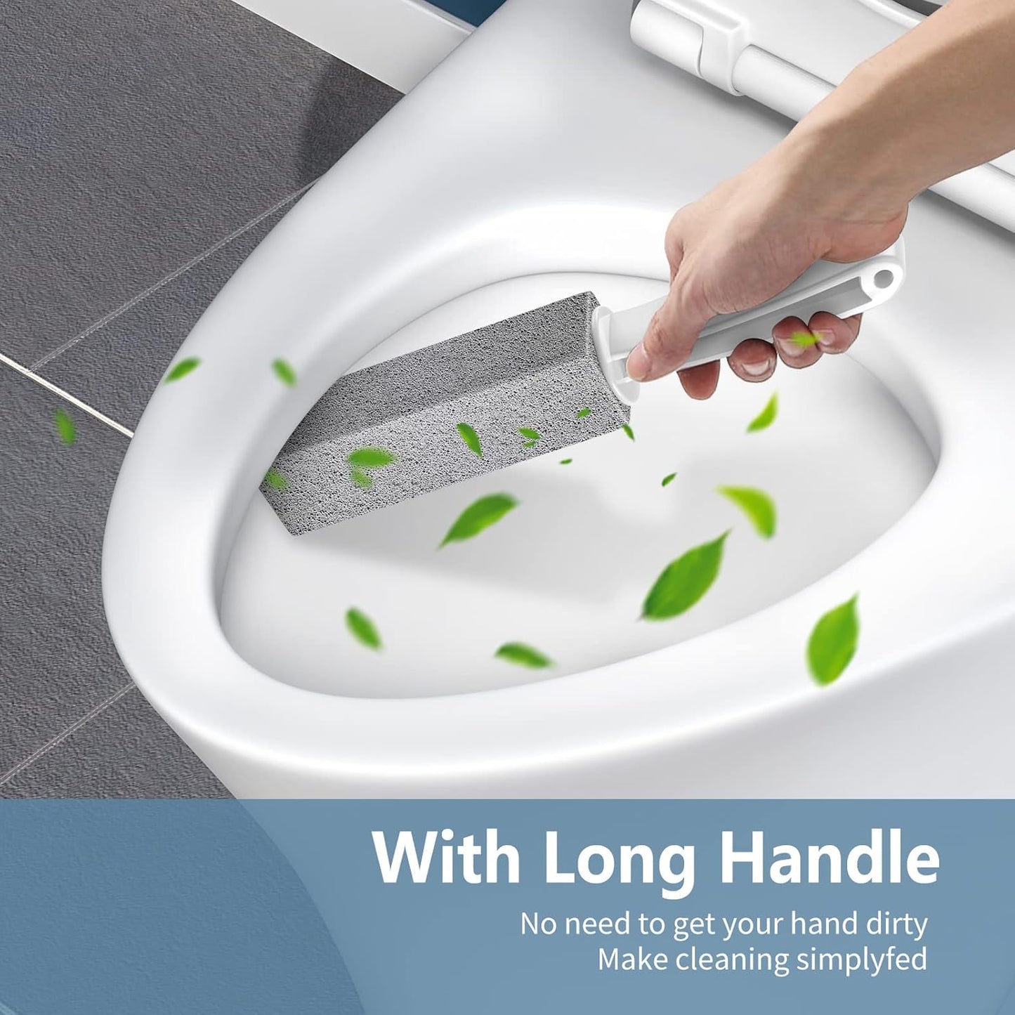 Laiyeoy Pumice Stone Toilet Bowl Cleaner, Hard Water Stain Remover | 2Pack, with Long Handle,Removes Rings,Rust/Lime,Safe for Porcelain, For Toilet Brush/BBQ Grills/Sink/Pool/Bathroom.
