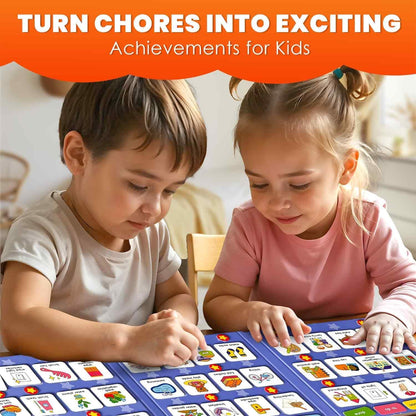 Magnetic Chore Chart for Kids - Reward Behavior Chart for Kids at Home | Dry Erase Morning Routine Schedule Board - Responsibility Star Chart for Toddlers 3-5 - 48 Magnets and 49 Stars