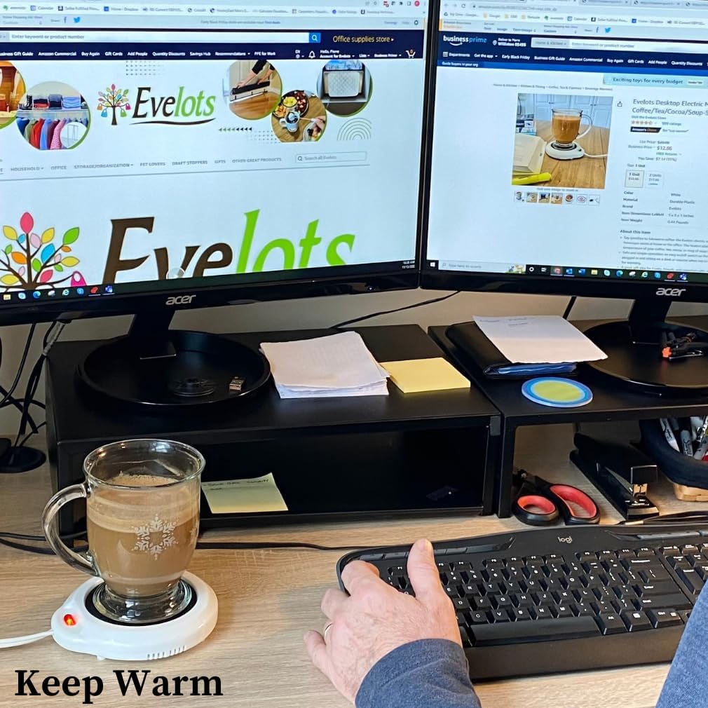 Evelots Electric Desk Cup Warmer - Candle Warming Plate - Coffee Mug Heater - Also Great for Hot Tea, Hot Chocolate, Soup, Scented Candles - On/Off Indicator Light