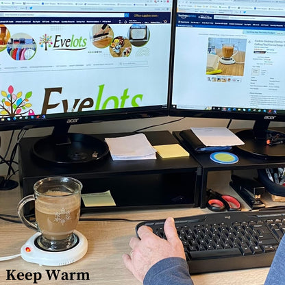 Evelots Electric Desk Cup Warmer - Candle Warming Plate - Coffee Mug Heater - Also Great for Hot Tea, Hot Chocolate, Soup, Scented Candles - On/Off Indicator Light