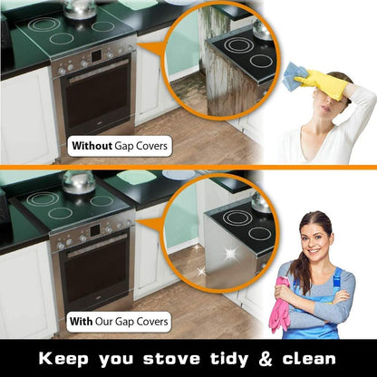 SEVCHY Silicone Stove Gap Covers (2 pack), Oven Gap Filler, Heat Resistant Stove Gap Filler, Seal Gap between Stovetop and Counter, Easy Clean (21 inch, Black)