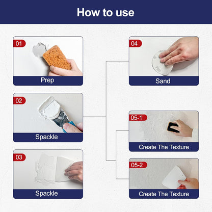 BONCART 8.6Oz Drywall Patch Repair Kit – Professional All-in-1 Tool Set | Includes Scrapers, Putty Knife, Texture Sponge, Sandpaper, And Gloves. Fast Wall Hole Repair