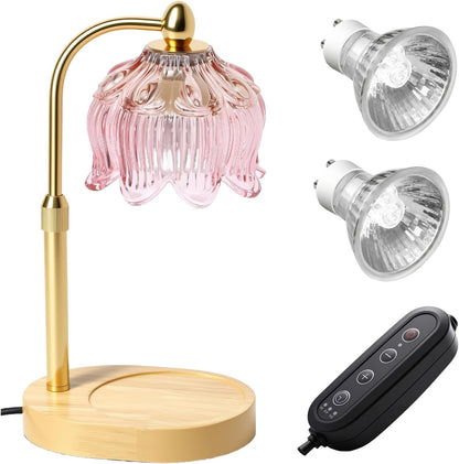 Fragrance Candle Warmer Lamp with 2 Bulbs Electric Candle Warmer with Timer & Dimmer for Home Decor