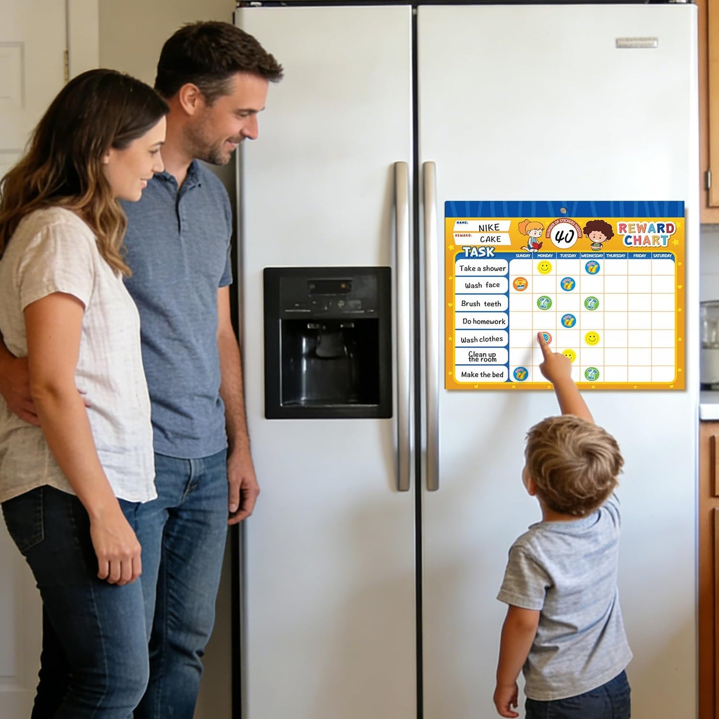 ANSTROUT Boho 32 Chore Charts Behavior Reward Chart System,Sticker Chore Chart Pad for Students with 2328 Stickers, 12.2" x 9.8" Magnetic Reward Chart to Develop Responsibility & Good Habits.