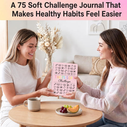 75 Soft Challenge Journal for Women | Daily Habit Tracker A5 Spiral 75-Day Habit Tracker Planner, 106-Page Full-Color Daily Logs, Weekly Reviews, Meal Water Workout Reading Tracker