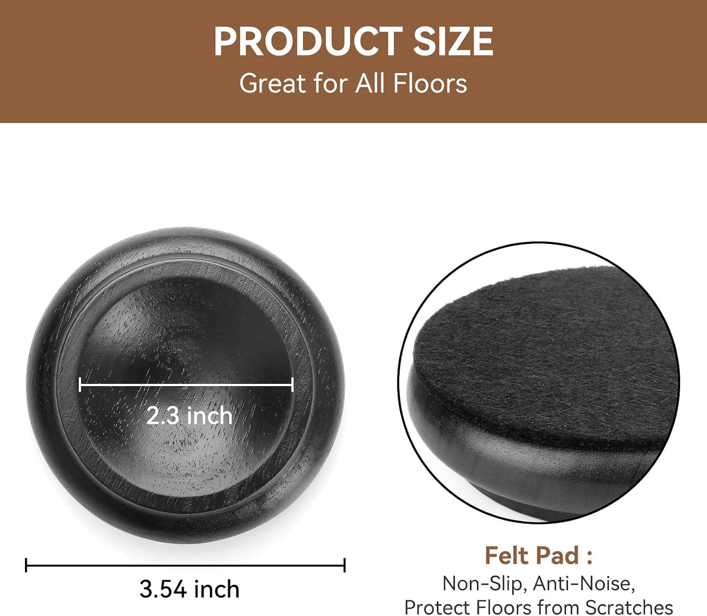 Piano Caster Cups Furniture Pads Upright Piano Caster Cups Wood Coasters Cups Floor Protectors for Furniture Furniture Floor Protectors (Walnut, 4)