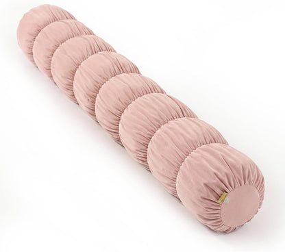 Pat. Pend. Long Bolster Pillow for Bed, Small Body Pillow for Adults, Soft Velvet Washable Cover, Cylinder Pillow for Side Sleepers and Leg Support(Misty White, 39"x 7.87")