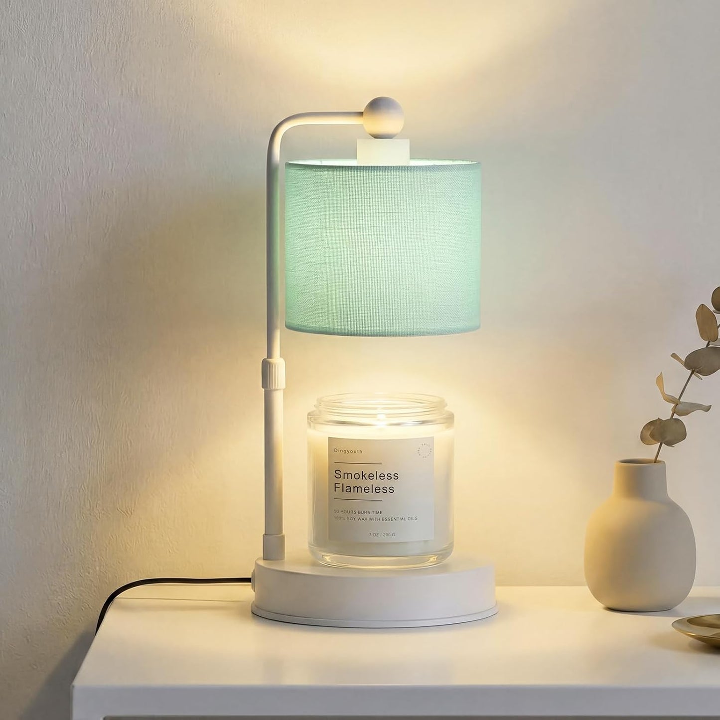 Candle Warmer Lamp with Timer, Best House Warming Gift, Height Adjustable & Dimmable Electric Candle Warmer Lamp, Includes 2 Bulbs, Birthday Gift for Women, Mom, Housewarming - Flaxen