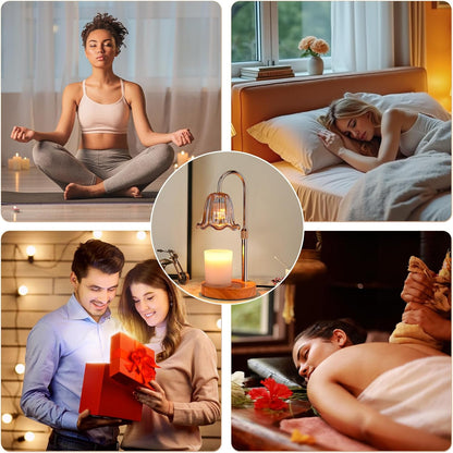 Candle Warmer Lamp Electric Timer: Dimmable Candles Warming Lamps - Height Adjustable Burner Jar - No Flame Scented Melts Wax - All Candle Jars Home Decor Table Light