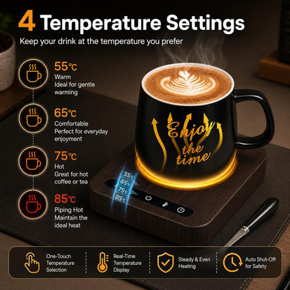 Mug Warmer Set - Coffee Mug Warmer for Desk with Temperature Display, 1-12Hour Auto Shut Off, Cup Warmer with Mug - Ideal Coffee Gifts for Heating Coffee, Beverages, Milk, Tea and Hot Chocolate.