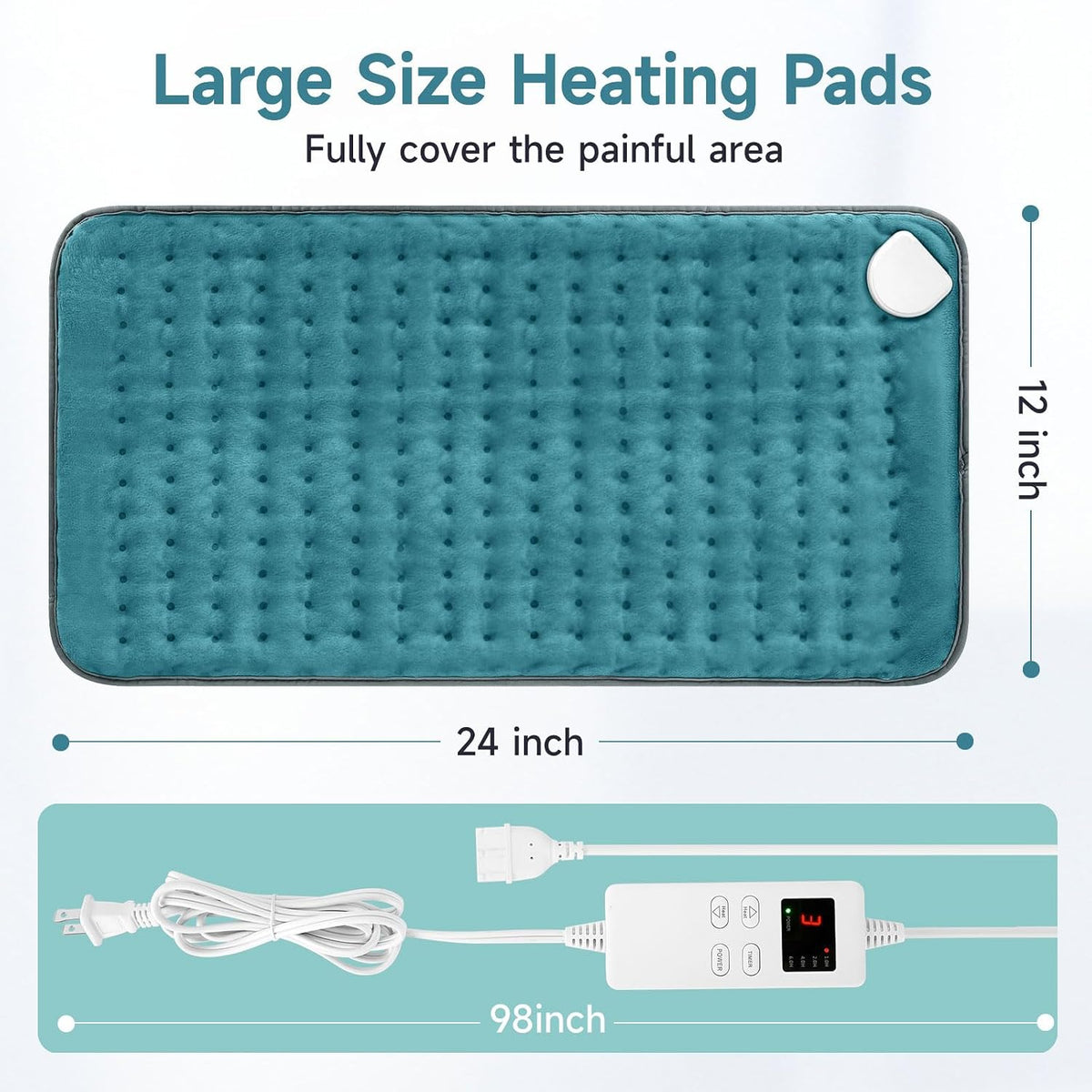 NBKLS Heating Pads for Back Neck Shoulder Pain, Electric Heating Pad Auto Shut Off, Fast Heat, Large Heating Pad Christmas Gift for Women Men, Birthday Gifts for Mom Dad (Blue)
